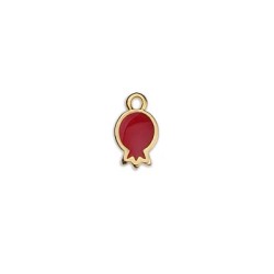 Pendentif grenade émaillée rouge en métal couleur or Pendentif grenade émaillée rouge en métal couleur or