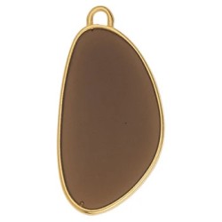 Pendant ovale en métal couleur or, émaillé marron Pendant ovale en métal couleur or, émaillé marron