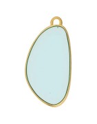 Pendant ovale en métal couleur or, émaillé bleu pastel