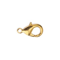 Fermoir mousqueton  de 15mm en laiton couleur or
