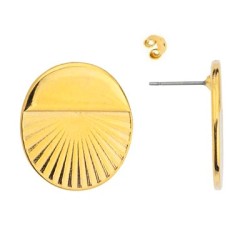 Boucle d'oreille ronde de 24mm et sa fixation couleur or brillant