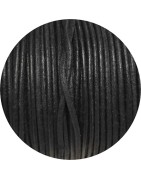 Cordon de cuir rond de 2mm noir brut fabriqué en Espagne