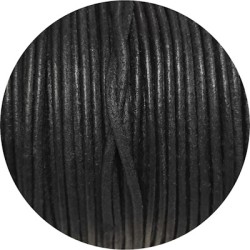 Cordon de cuir rond de 2mm noir brut fabriqué en Espagne Cordon de cuir rond de 2mm noir brut fabriqué en Espagne
