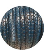 Cuir plat de 5mm fantaisie croco bleu atoll, en vente au cm