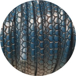 Cuir plat de 5mm fantaisie croco bleu atoll, en vente au cm