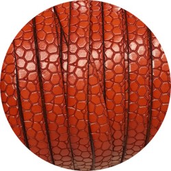 Cuir plat de 10mm fantaisie avec relief crocodile orange en vente au cm