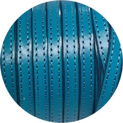 Cuir plat de 10mm turquoise coutures au ton en vente au cm-Premium Cuir plat de 10mm turquoise coutures au ton en vente au cm-Premium