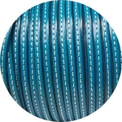 Cuir plat de 5mm turquoise couture blanche en vente au cm-Premium