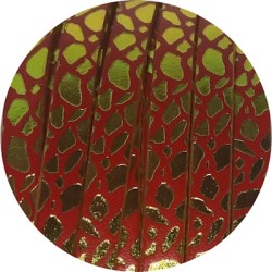 Cuir plat de 5mm fantaisie avec relief rouge et pistache en vente au cm
