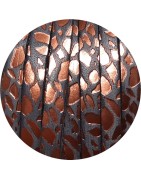 Cuir plat de 5mm fantaisie avec relief gris or rose en vente au cm