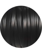 Cordon de cuir plat lisse de 8mm de couleur noire en vente au cm