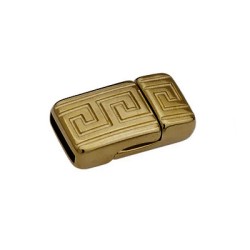 Fermoir magnétique gravure grecque couleur bronze cuir plat de 10mm