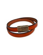 Fermoir magnétique gravure grecque couleur bronze cuir plat de 10mm