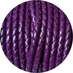 Cordon de cuir rond tressé de 5mm violet en vente au cm