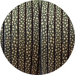 Cuir plat 5mm fantaisie imprimé points noir jaune pastel en vente au cm