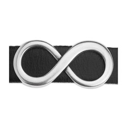 Passant infini de 28mm placage argent cuir plat 10mm Passant infini de 28mm placage argent cuir plat 10mm