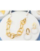 Anneau ovale sécable de 36mm en étain couleur or