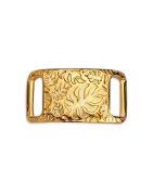Plaque rectangulaire motif floral couleur or pour cuir plat de 10mm