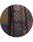 Cuir plat de 10mm fantaisie motifs lilas bleus verts vendu à la bande