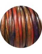 Cuir plat de 5mm fantaisie imprimé moucheté vert rouge orange en vente au cm