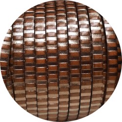 Cuir plat de 5mm vintage avec rayures marron et bronze en vente au cm
