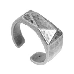 Grosse bague 20mm à facettes en étain placage argent