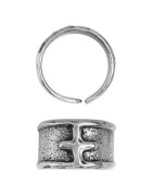 Grosse bague 20mm avec croix en étain placage argent