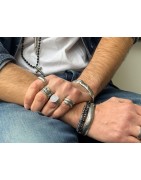 Grosse bague 20mm avec labyrinthe en étain placage argent