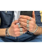 Grosse bague 20mm avec fissures en étain placage argent