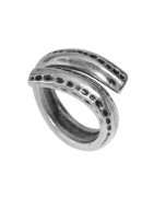 Grosse bague 20mm enroulée en étain placage argent