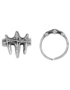 Grosse bague 20mm trident en étain placage argent