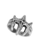 Grosse bague 20mm trident en étain placage argent