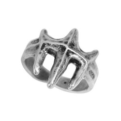 Grosse bague 20mm trident en étain placage argent