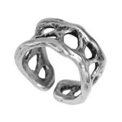 Grosse bague 20mm ajourée en étain placage argent