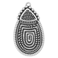 Pendentif goutte gravé de 41mm en métal placage argent