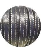 Cuir plat de 10mm bleu marine foncé coutures blanches en vente au cm-Premium