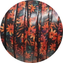 Exclu-Cuir plat 10mm imprimé fleurs versus 2 en vente au cm