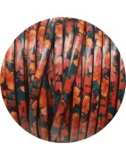 Exclu-Cuir plat de 5mm fantaisie imprimé fleurs en vente au cm