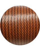 Cuir plat de 5mm camel avec relief croisillons en vente au cm