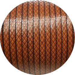 Cuir plat de 5mm camel avec relief croisillons en vente au cm