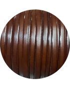 Cordon de cuir plat 5mm x 2mm de couleur marron foncé marbré vendu au cm