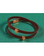 Bracelet double tour en kit de 5mm de large marron et or