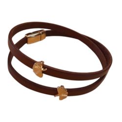 Passant Ginkgo biloba en zamak couleur or pour cuir plat de 5mm