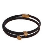 Bracelet double tour en kit de 5mm de large marron foncé et or