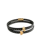 Bracelet double tour en kit de 5mm de large noir couture et or