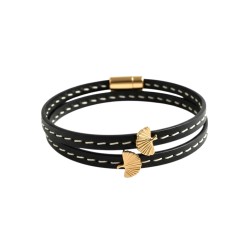 Bracelet double tour en kit de 5mm de large noir couture et or