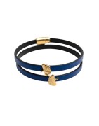 Bracelet double tour en kit de 5mm de large bleu et or