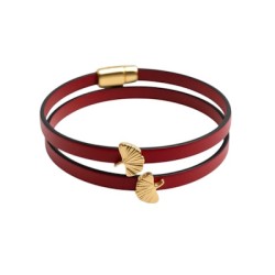 Bracelet double tour en kit de 5mm de large rouge soutenu et or