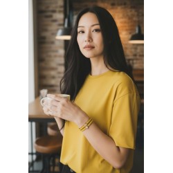 Bracelet double tour en kit de 5mm de large jaune soutenu couture et or