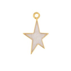 Pendant étoile en métal couleur or, émaillée couleur nacre